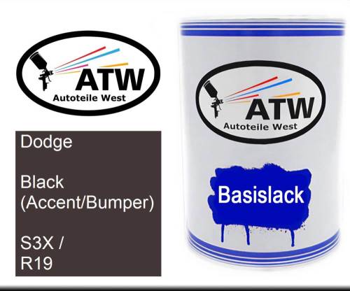 Dodge, Black (Accent/Bumper), S3X / R19: 500ml Lackdose, von ATW Autoteile West.